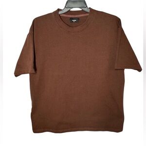 Hours Men’s Short Sleeve Chocolate Brown 100% Cotton Oversized T-Shirt Sz XL